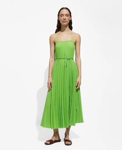 Mango Women's Bow Detail Pleated Dress
