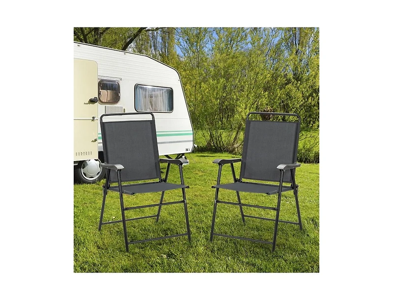 Slickblue 4 Pieces Portable Outdoor Folding Chair with Armrest