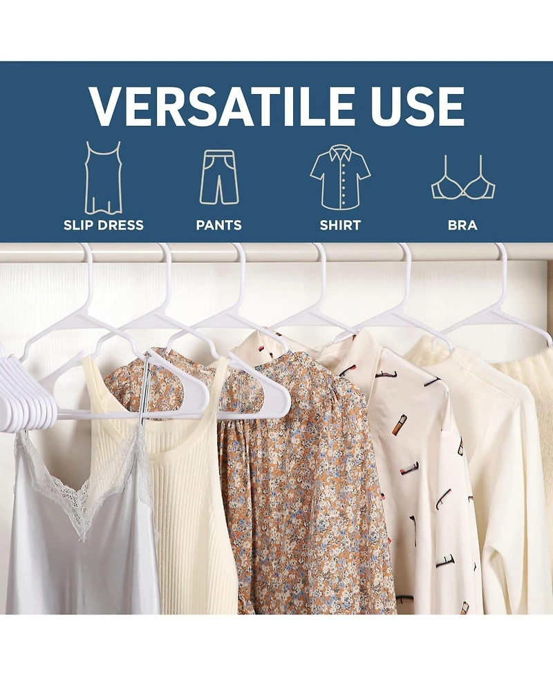 Lifemaster Plastic Clothes Hanger Set - 100 Pieces Versatile, Lightweight, Space-Saving, Non-Slip, Slim Designed, Dry and Wet Clothes Hanger Set