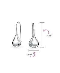 Bling Jewelry Simple Plain Puffed Teardrop Pear Shaped Rain Drop Earrings Fishhook Threader Polish Sterling Silver 1.2 Inch