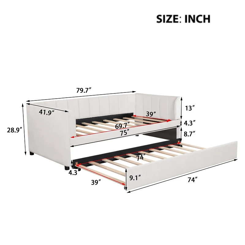 Streamdale Ergonomic Twin Daybed with Trundle