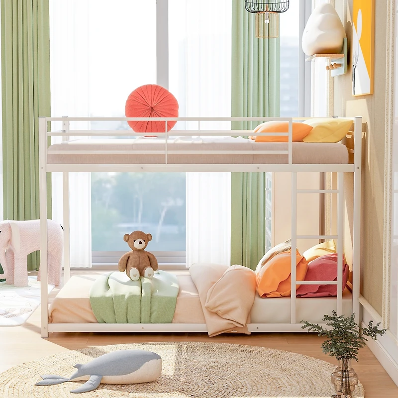 Streamdale Twin Over Metal Bunk Bed, Low Bed With Ladder
