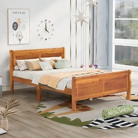 Streamdale Full Wood Platform Bed With Headboard And Wooden Slat Support
