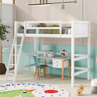 Streamdale Solid Wood Twin Loft Bed With Ladder