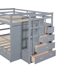 Simplie Fun Full Over Full Bunk Bed With Twin Size Trundle And Staircase