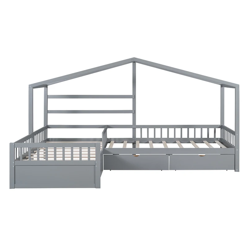 Streamdale Twin House Platform Bed With Three Storage Drawers