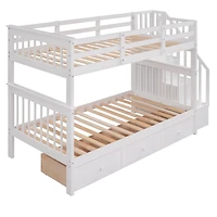 Streamdale Stairway Twin-Over-Twin Bunk Bed With Three Drawers For Bedroom, Dorm