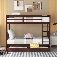 Streamdale Twin-Over-Twin Bunk Bed With Ladders And Two Storage Drawers