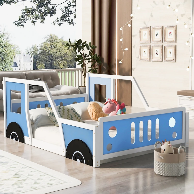 Streamdale Full Classic Car-Shaped Platform Bed With Wheels