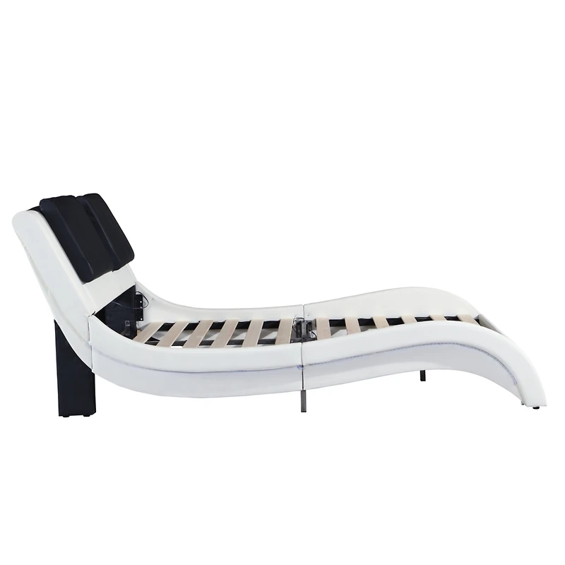 Streamdale Pu Platform Bed with Led Lighting & Tooth Lock