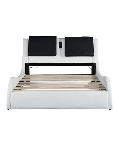 Streamdale Pu Platform Bed with Led Lighting & Tooth Lock