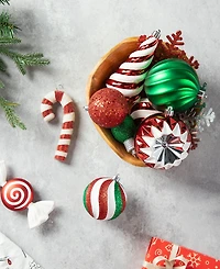 Glitzhome 160ct Christmas Whimsical Red Green Deluxe Boxed Shatterproof Ornaments