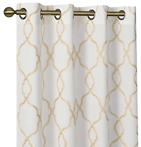 Kate Aurora 2 Pack Geo Trellis Double Layered Sheer Embroidered Grommet Curtains
