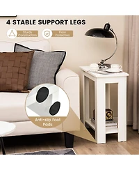 Slickblue 2-Tier Modern Compact End Table with Storage Shelf