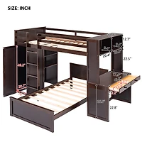Streamdale Twin Loft Bed With A Stand-Alone Bed, Shelves, Desk, And Wardrobe
