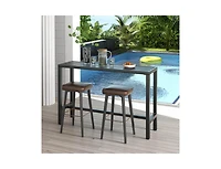Slickblue Outdoor Bar Table with Waterproof Top and Heavy-duty Metal Frame