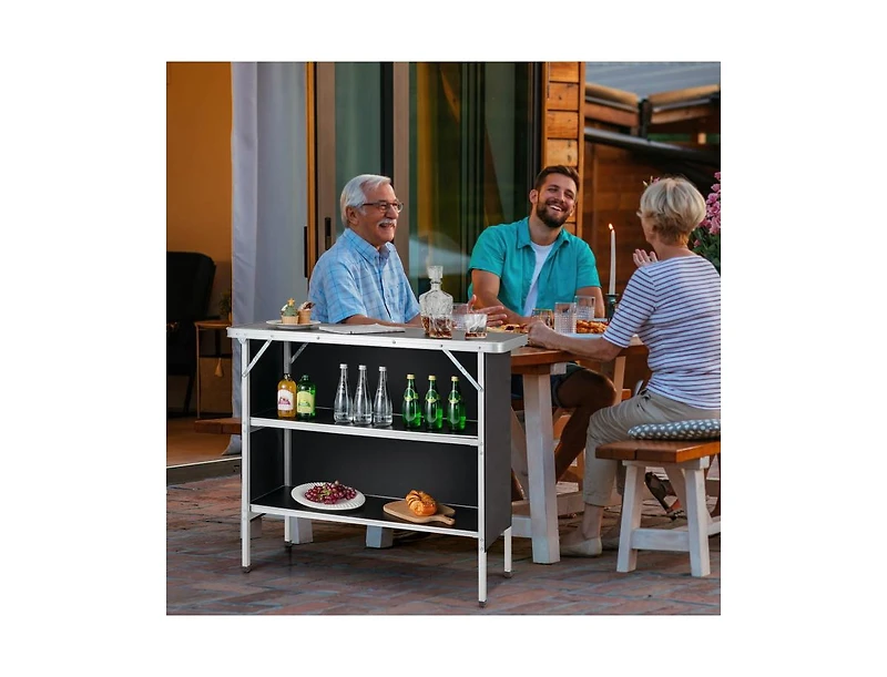 Slickblue Folding Camping Table with 2-Tier Open Shelves for Outdoor Bbq