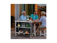 Slickblue Folding Camping Table with 2-Tier Open Shelves for Outdoor Bbq