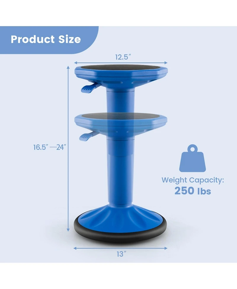 Slickblue Adjustable Active Learning Stool Sitting Home Office Wobble Chair with Cushion Seat