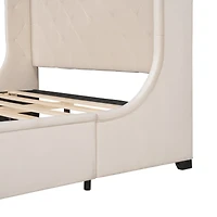 Streamdale Velvet Wingback Storage Platform Bed with Drawer