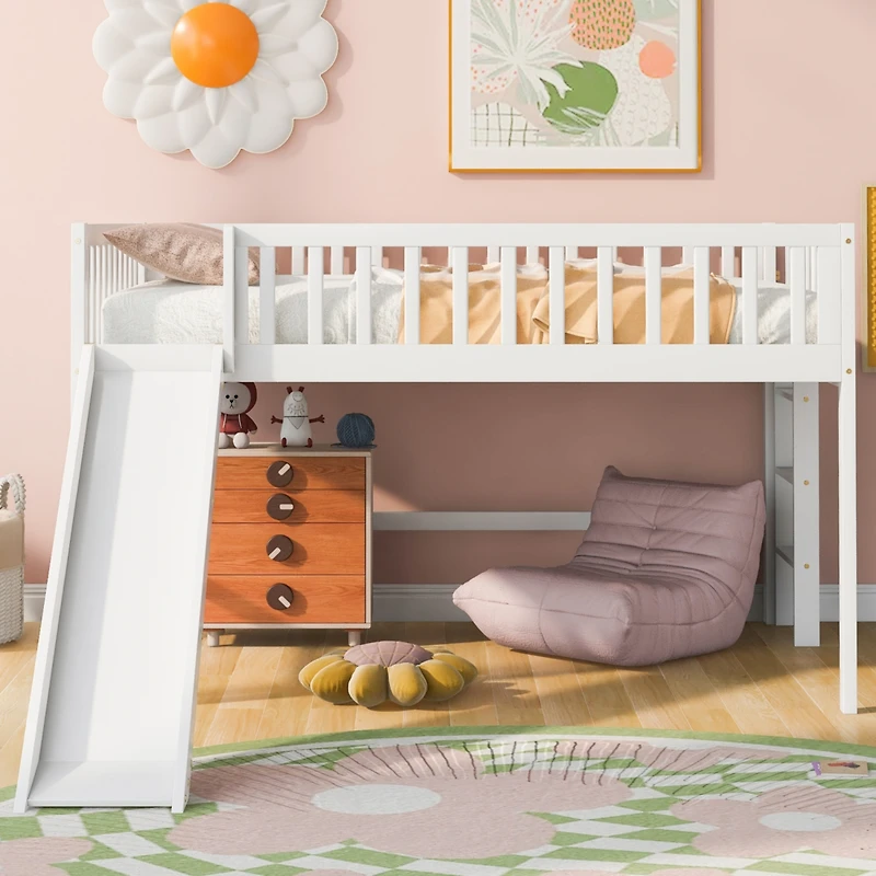 Streamdale Full Low Loft Bed With Ladder And Slide