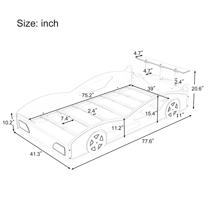 Streamdale Car-Shaped Twin Bed with Wheels