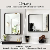 Homlux Rectangular Wall Mounted Mirror 22"x30" in Black