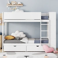 Streamdale Twin Over Bunk Bed With 2 Drawers And Multilayer Cabinet