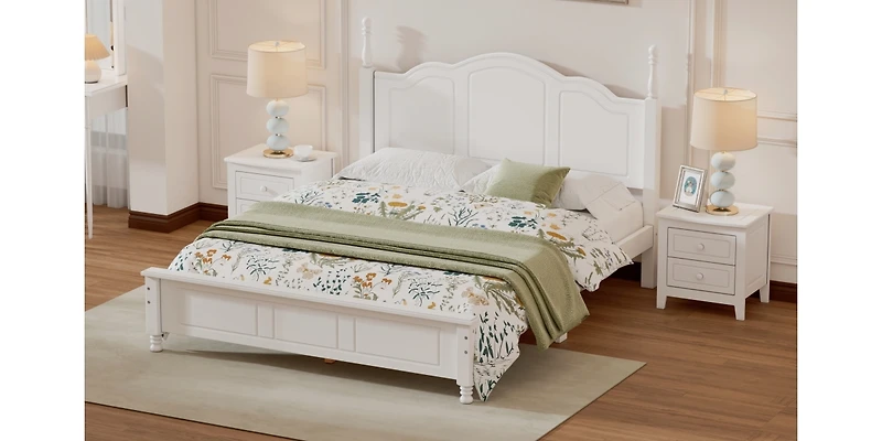 Streamdale Retro Style Queen Wood Bed Frame with Slat Support