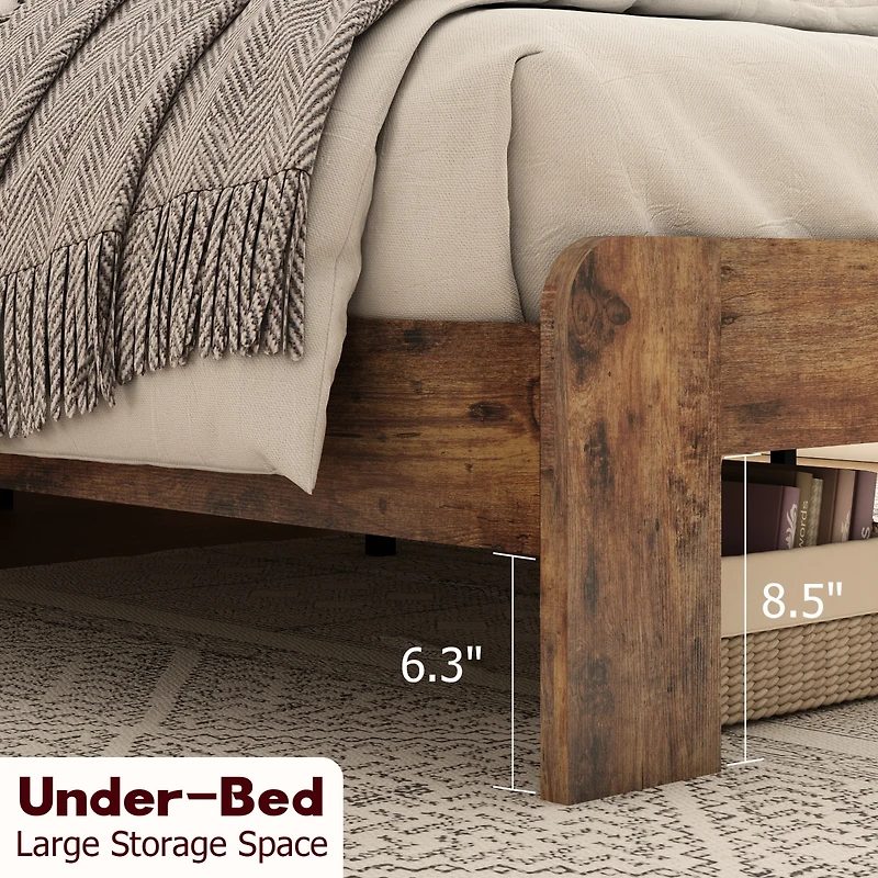 Streamdale Full Size Wood Platform Bed Frame - Noise Free, Easy Assembly, Dark Brown