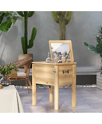 Outsunny Wooden Patio Cooler 54Qt. Outdoor Beverage Cooler, Natural