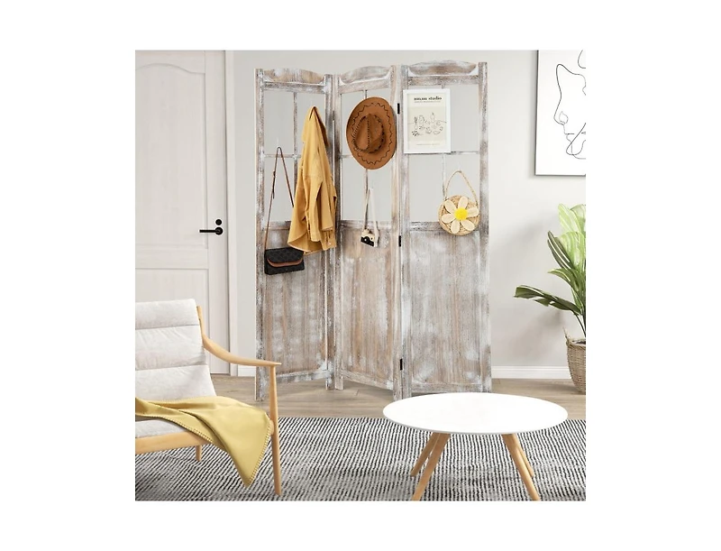 Slickblue 6 Feet Folding Privacy Screen-Coffee
