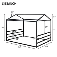 Streamdale Metal House Shape Platform Bed, Gold, Queen