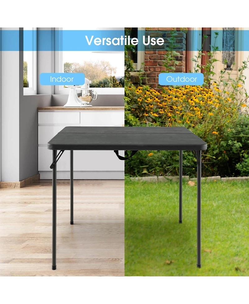 Slickblue Folding Camping Table with All-Weather Hdpe Tabletop and Rustproof Steel Frame