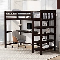 Streamdale Twin Loft Bed With Storage Shelves And Under-Bed Desk