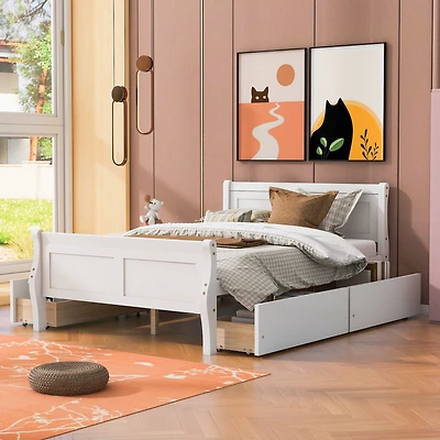 Streamdale Wooden Platform Bed with 4 Drawers & Headboard