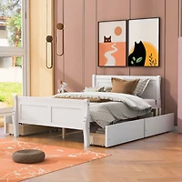 Streamdale Wooden Platform Bed with 4 Drawers & Headboard