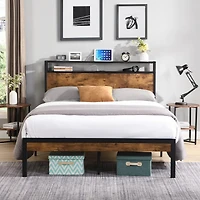 King Size Metal Bed Frame with Headboard & Usb
