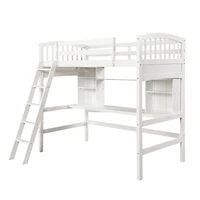 Streamdale Twin Size Loft Bed With Storage Shelves, Desk And Ladder