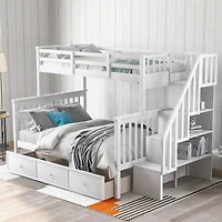 Streamdale Stairway Twin Over Full Bunk with Storage and Rail
