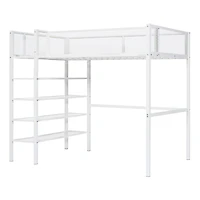 Streamdale Twin Size Metal Loft Bed With 4Tier Shelves And Storage, White