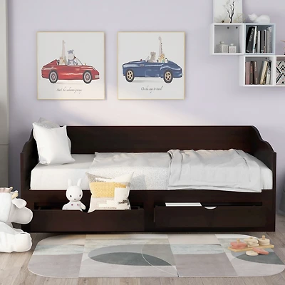 Streamdale 3-in-1 Wooden Daybed with Trundle and Drawers