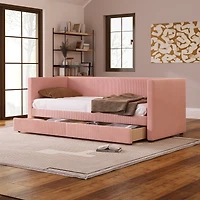 Streamdale Twin Size Corduroy Daybed With Two Drawers And Wood Slat