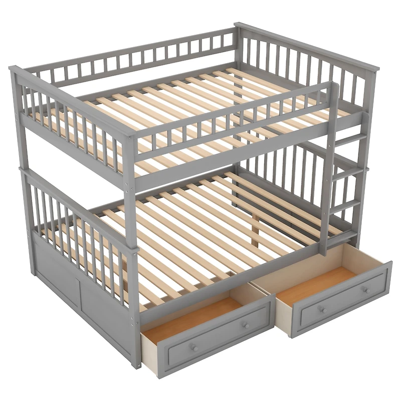 Streamdale Full Over Full Bunk Bed With Drawers, Convertible Beds
