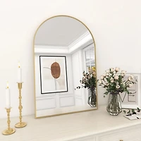 Homlux Arched Wall Mounted Mirror 24"x36" in Gold