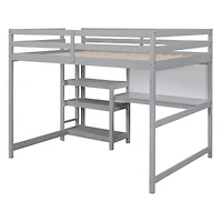 Streamdale Full Wooden Loft Bed With Shelves, Desk And Writing Board