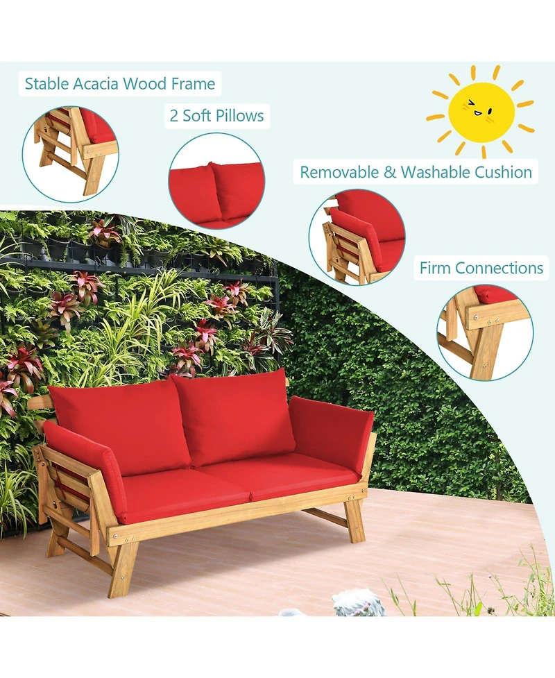 Slickblue Adjustable Patio Convertible Sofa with Thick Cushion