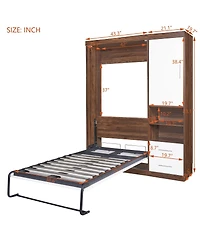 Simplie Fun Twin Size Murphy Bed Wall Bed With Cabinet