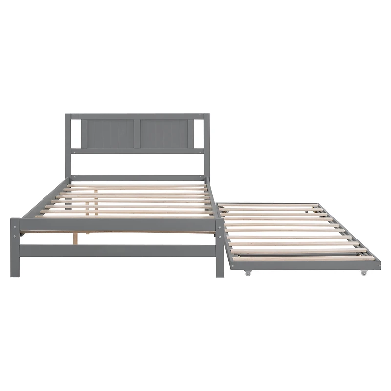 Streamdale Full Platform Bed With Adjustable Trundle