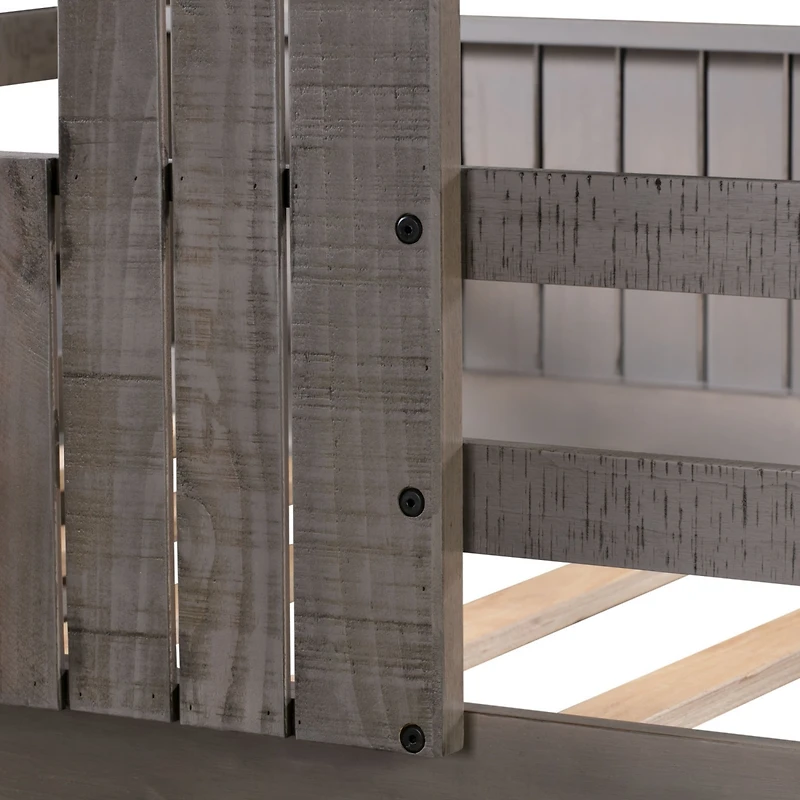 Streamdale Furniture Wooden Twin Over Full Bunk Bed, Loft Bed With Playhouse, Farmhouse, Ladder And Guardrails